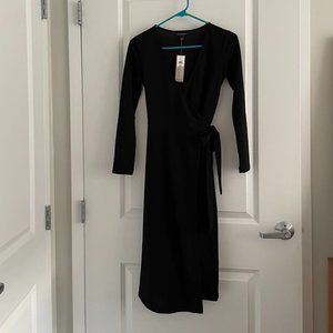 Banana Republic Factory Black Wrap Midi Dress
